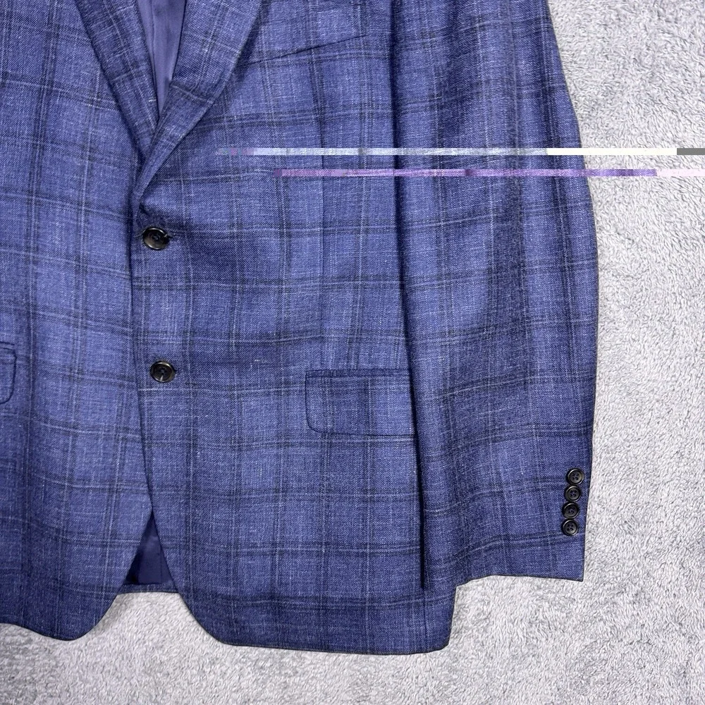 Jos A Bank Sport Coat Mens 44R Signature Windowpane Silk Linen Wool Blazer